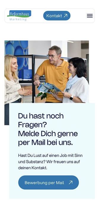 ReformhausMarketing iPhone Mockup Kontaktaufnahme