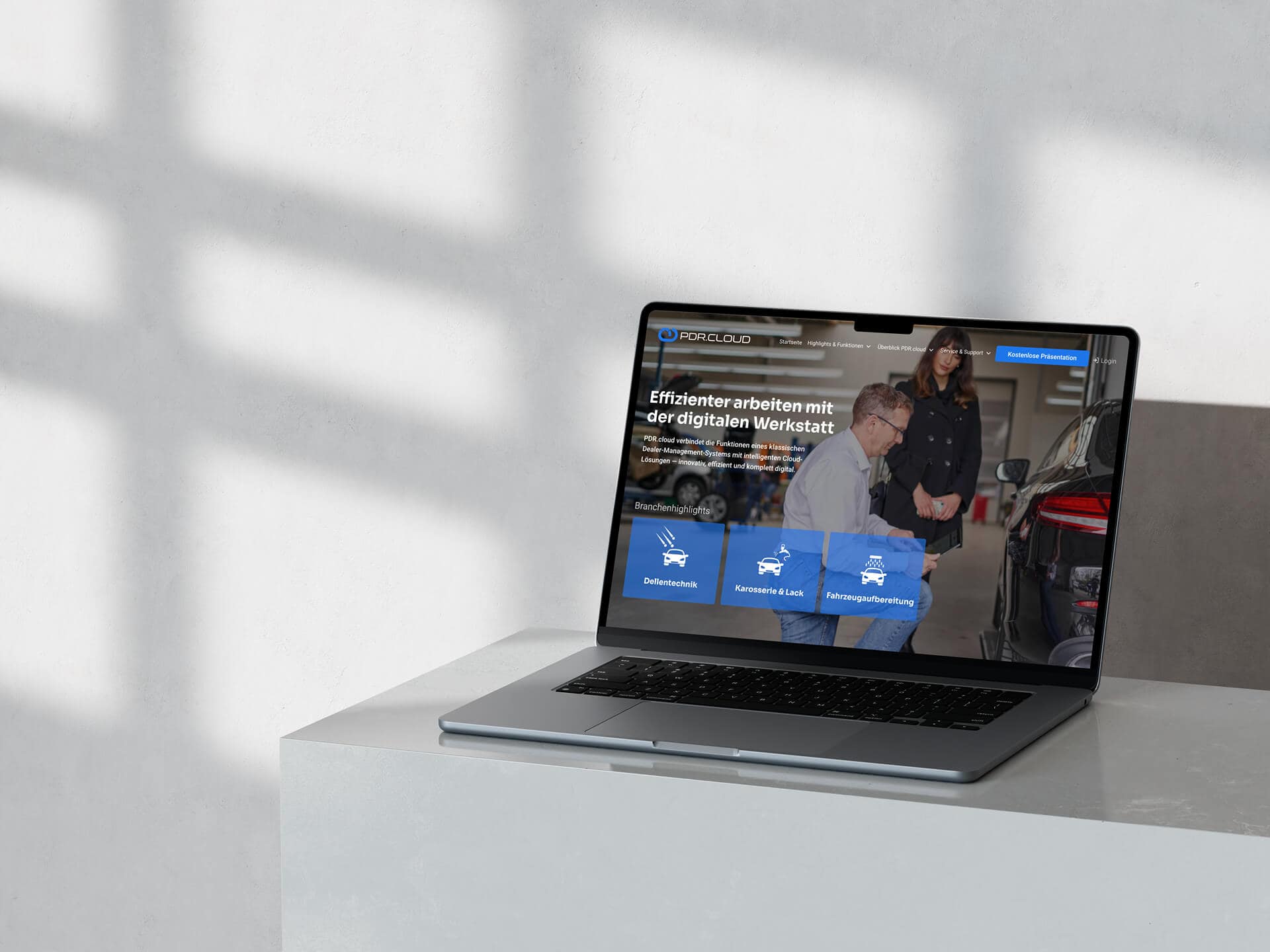 PDR.cloud website on a laptop