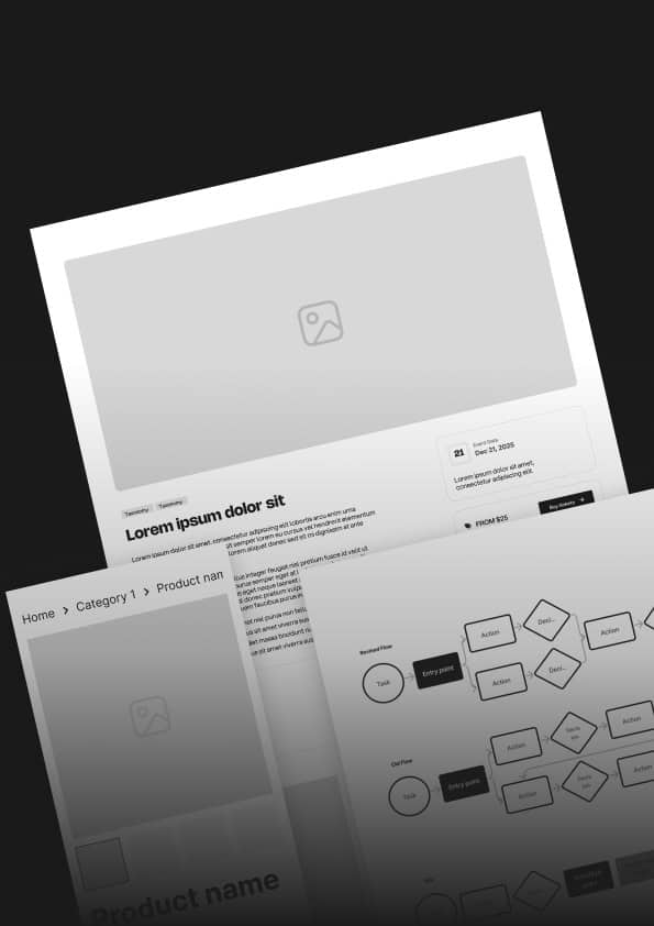 Website wireframe and user-flow diagram