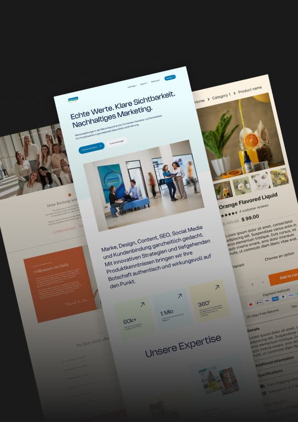 Three website layouts for WordPress development